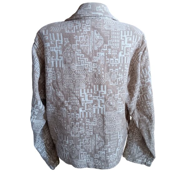 Large Women's Blazer Chicos Design Beige & White Geometric Pattern Jacket Aztec - Picture 5 of 6